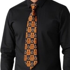 Halloween Novelty Necktie Unbranded Orange Witch Pumpkin Print Holiday Party Tie